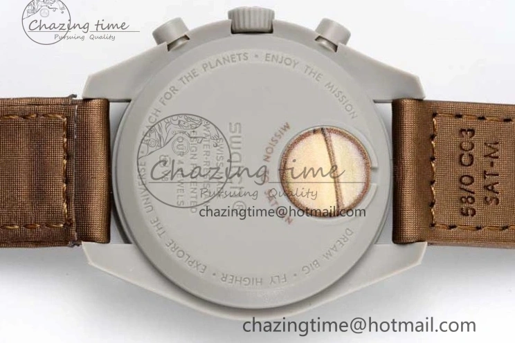 0418 Speedmaster Misson To Saturn 1:1 Best Edition Beige Dial On Nylon Strap Quartz Casual 7861